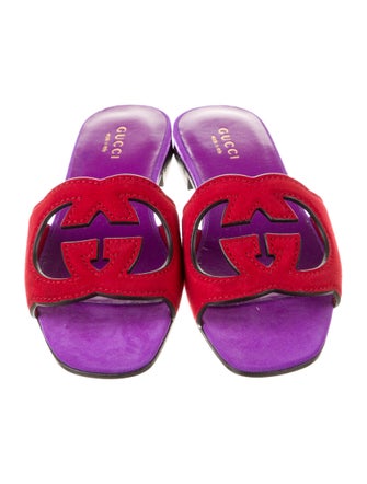 Gucci Suede Printed Slides