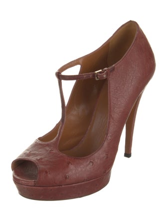 Gucci Ostrich T-Strap Pumps