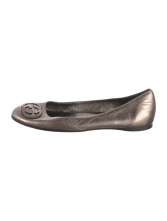 Gucci Interlocking G Logo Leather Ballet Flats