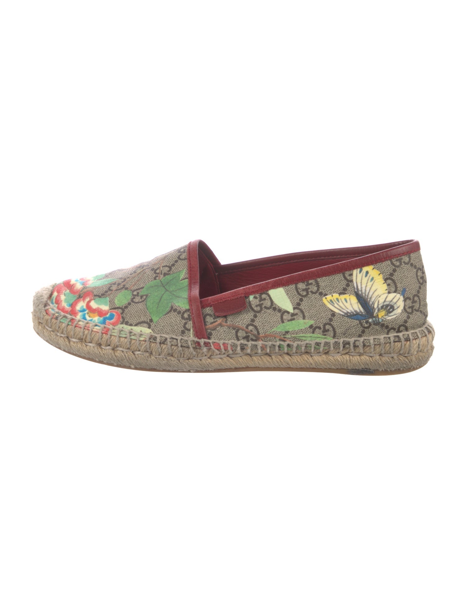Gucci Flora Print Whipstitch Trim Espadrilles