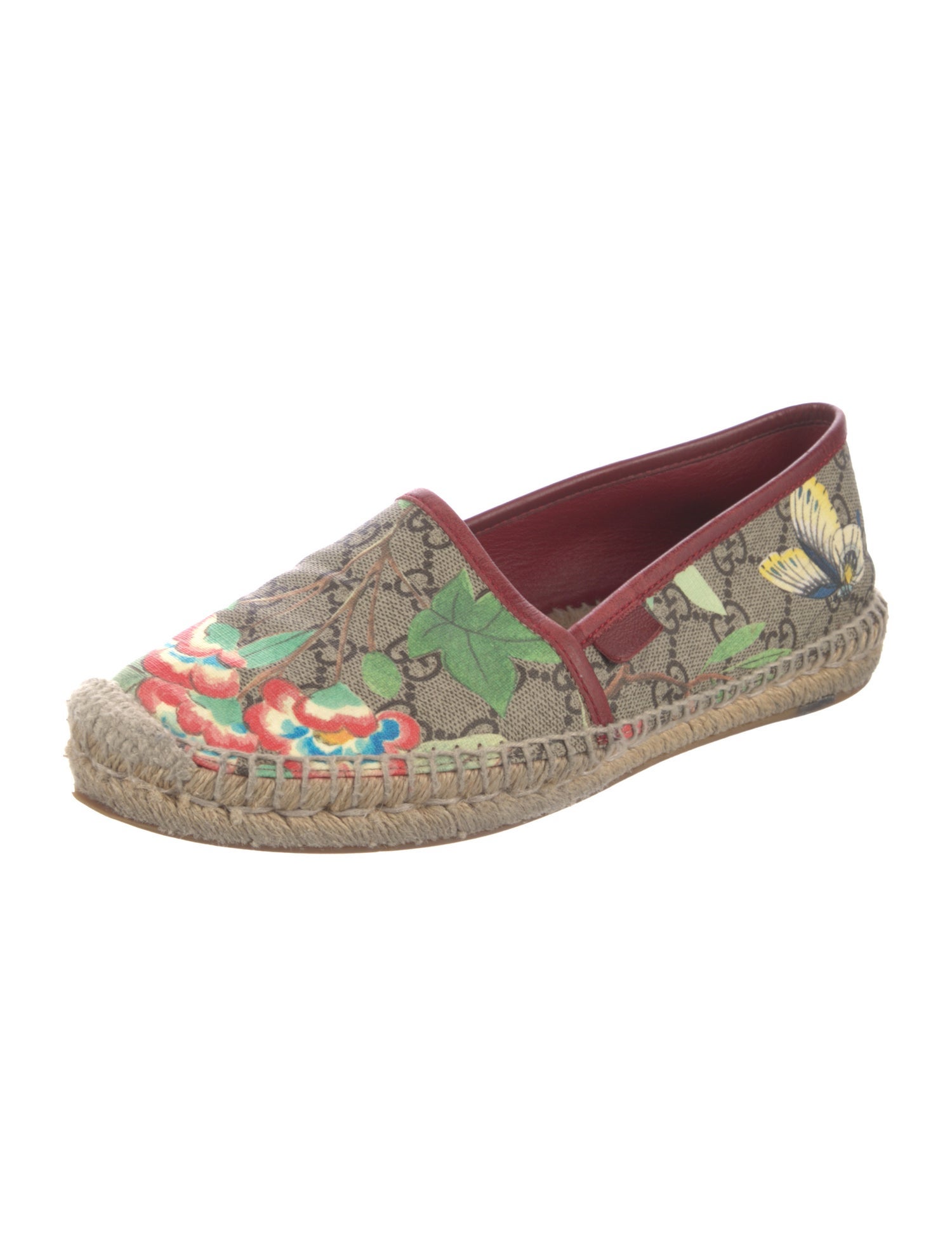 Gucci Flora Print Whipstitch Trim Espadrilles