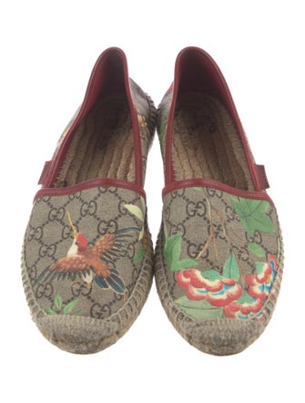 Gucci Flora Print Whipstitch Trim Espadrilles