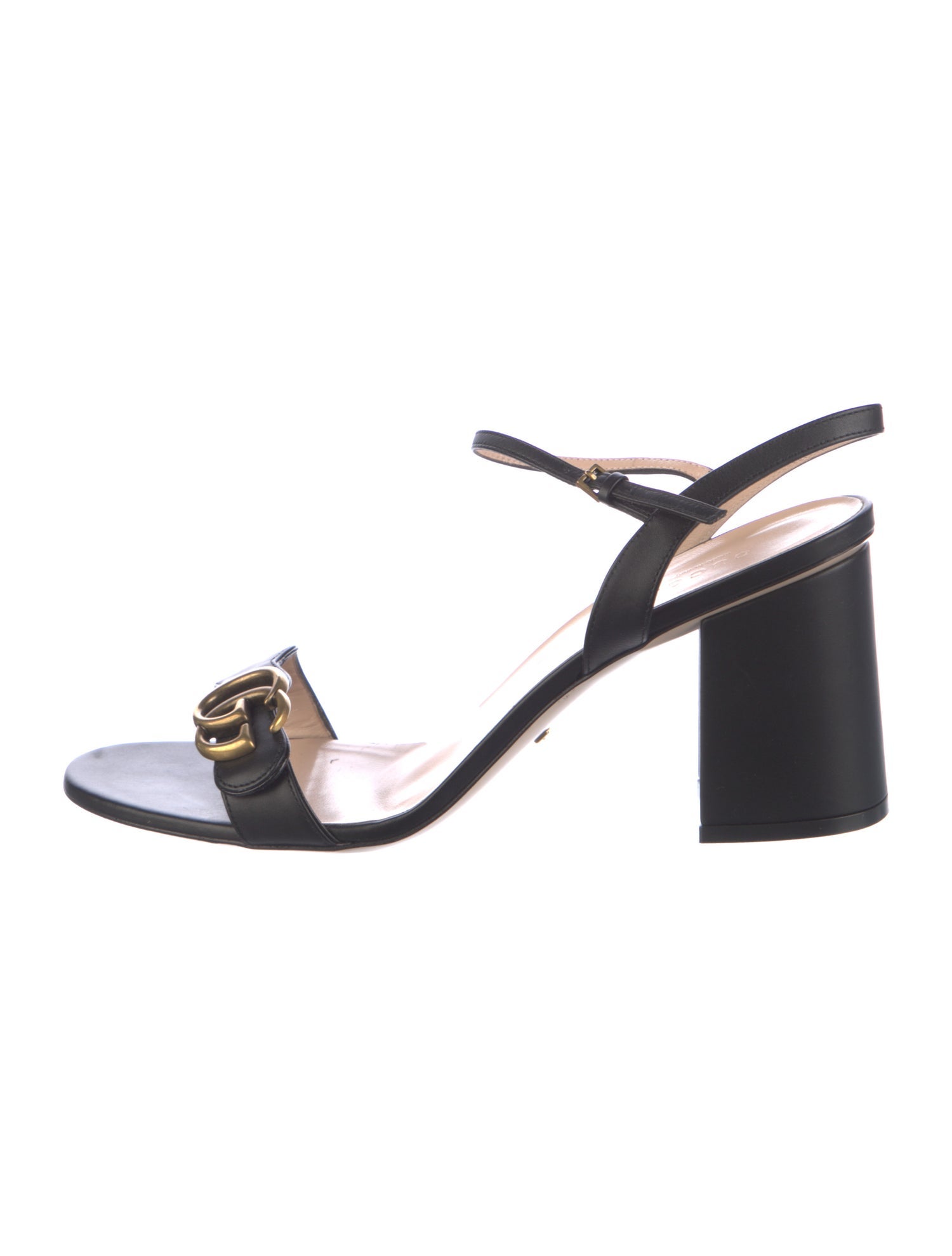 Gucci Double G Logo Leather Slingback Sandals