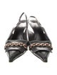Gucci Chain-Link Accent Leather Slingback Pumps