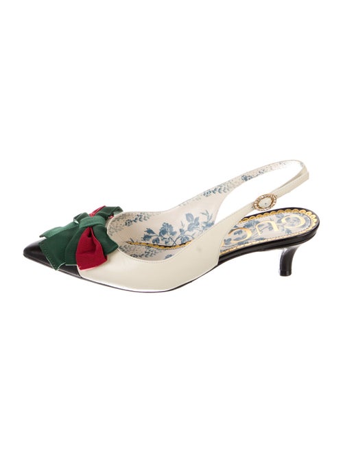 Gucci Web Accent Leather Slingback Pumps