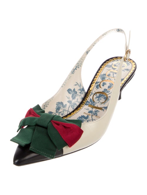 Gucci Web Accent Leather Slingback Pumps