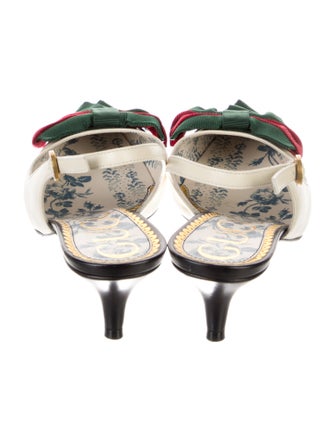 Gucci Web Accent Leather Slingback Pumps