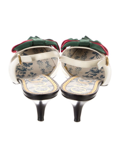 Gucci Web Accent Leather Slingback Pumps