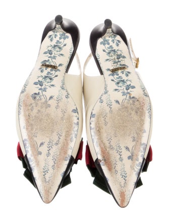 Gucci Web Accent Leather Slingback Pumps