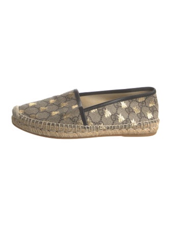 Gucci GG Supreme Leather Trim Embellishment Espadrilles