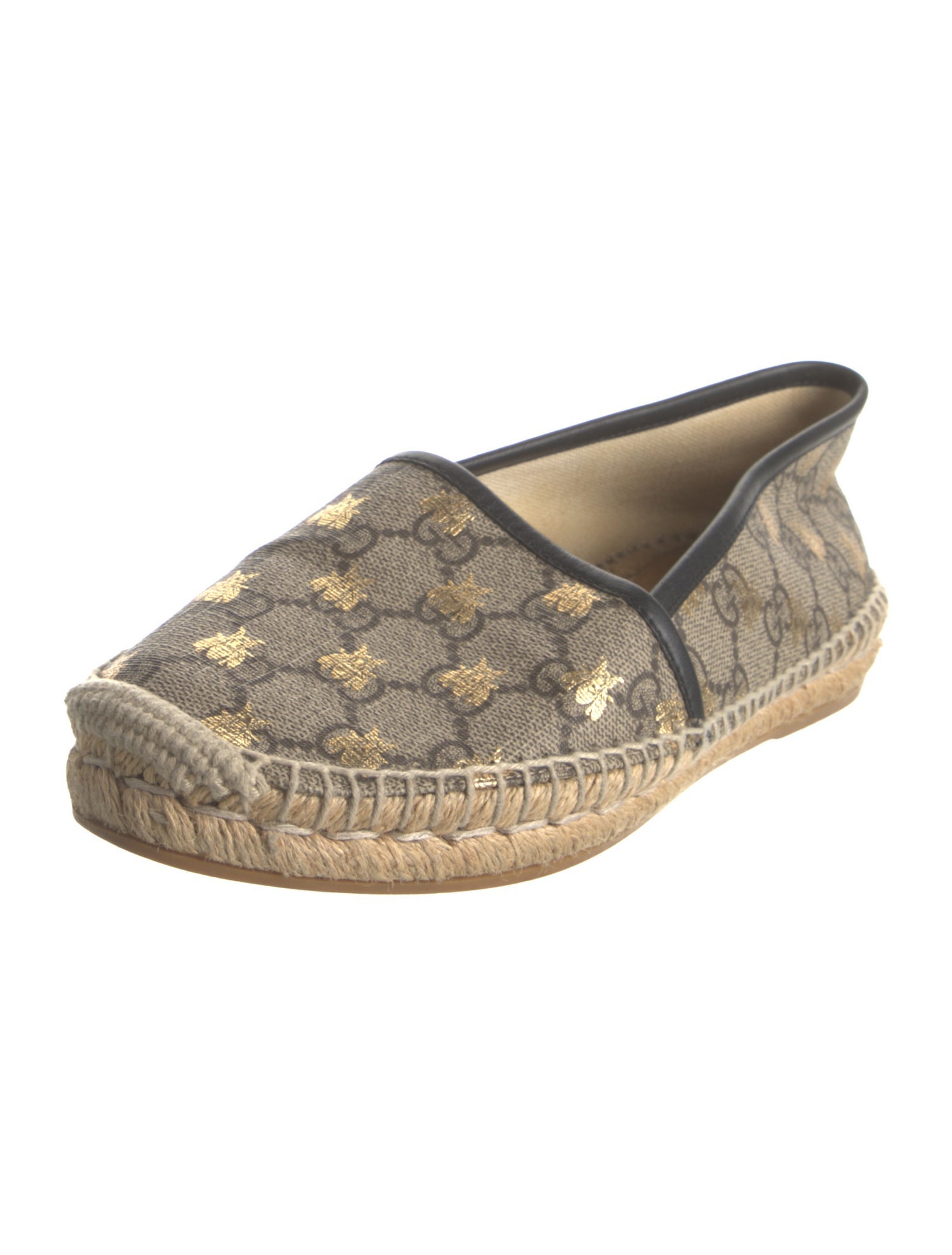 Gucci GG Supreme Leather Trim Embellishment Espadrilles