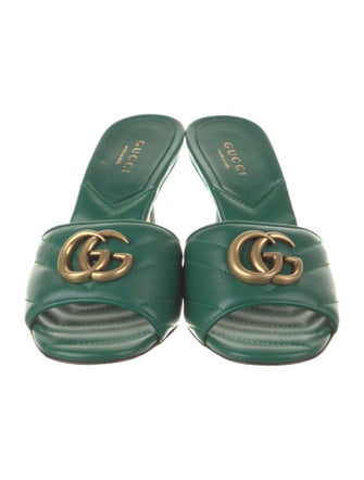 Gucci Double G Logo Leather Slides
