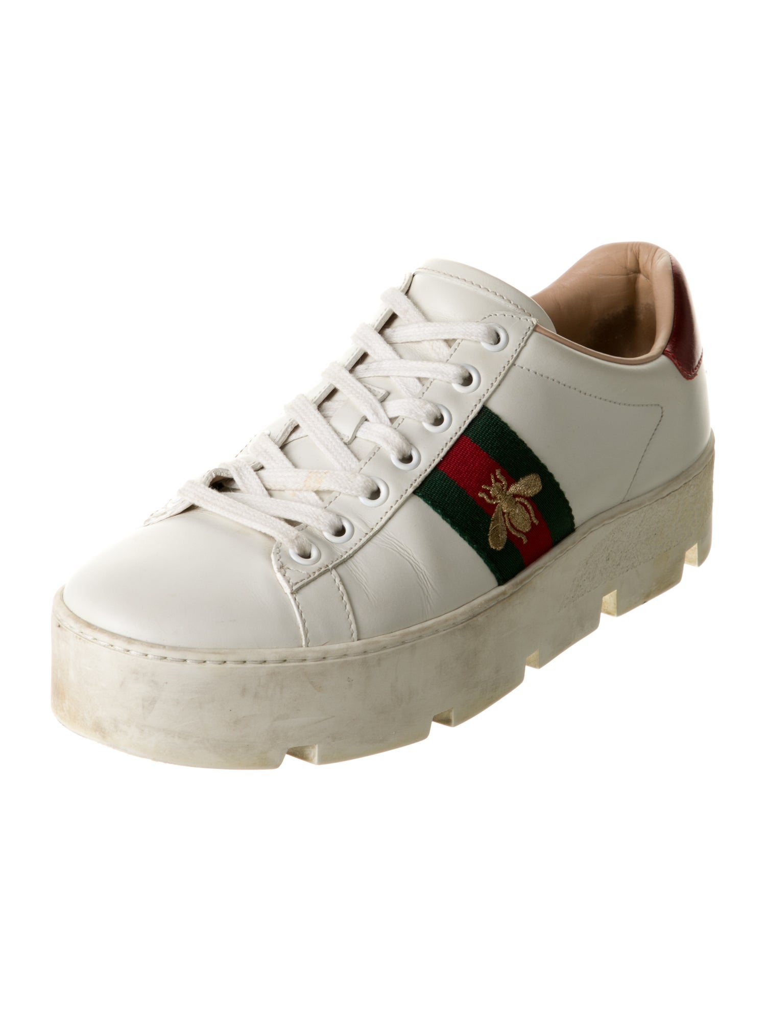 Gucci Web Accent Leather Sneakers