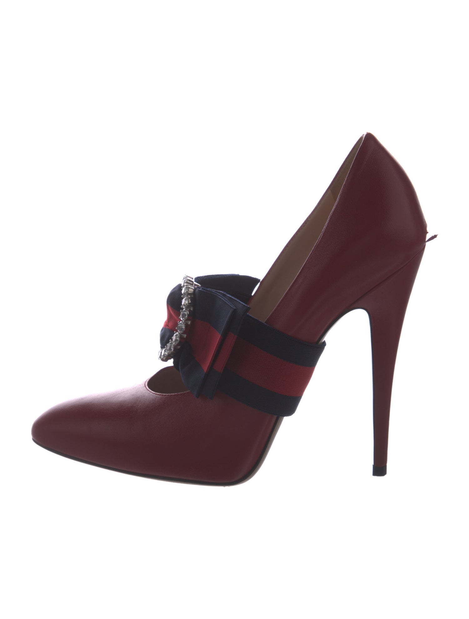 Gucci Sylvie Web Accent Leather Pumps