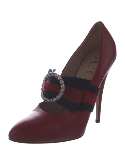 Gucci Sylvie Web Accent Leather Pumps