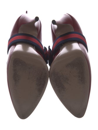 Gucci Sylvie Web Accent Leather Pumps