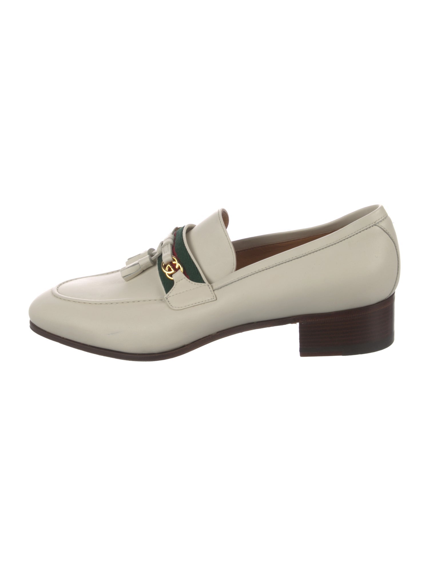 Gucci Web Accent Leather Loafers