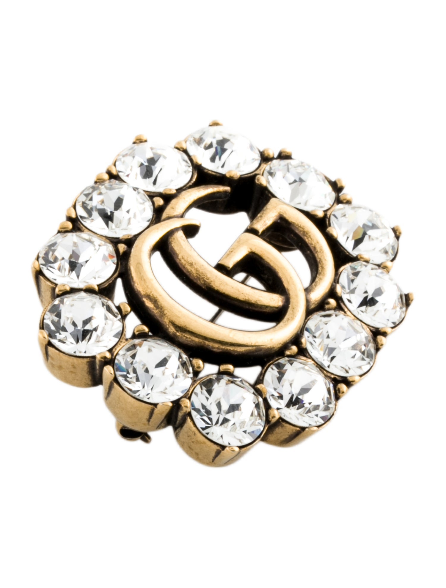 Gucci Crystal Double G Brooch