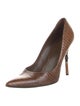 Gucci Bamboo Accent Embossed Leather Pumps