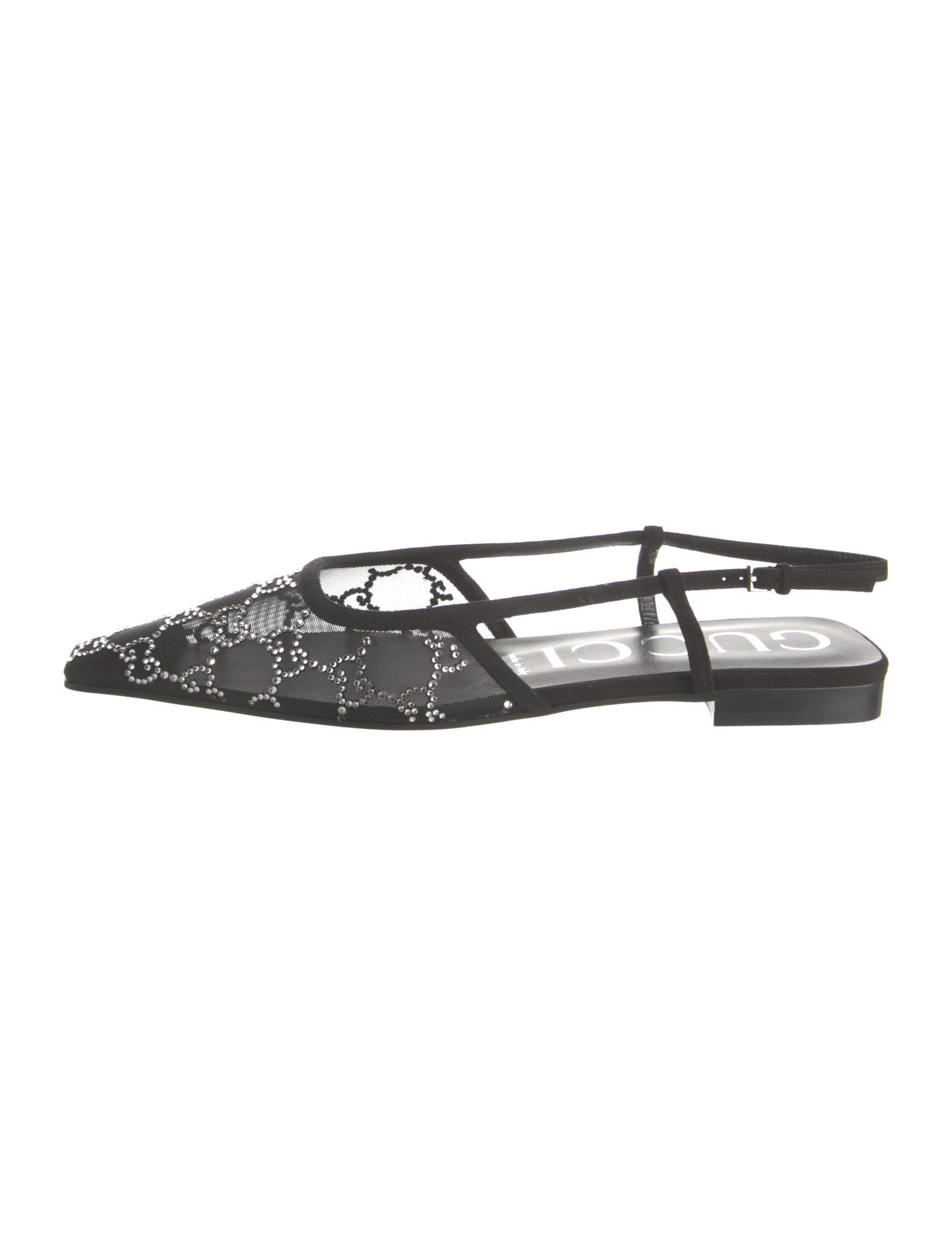 Gucci GG Logo Mesh Slingback Flats w/ Tags