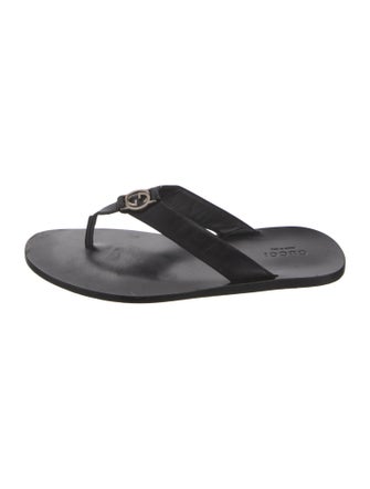 Gucci Interlocking G Logo Leather Flip Flops