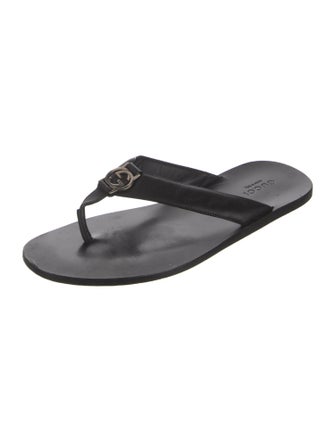 Gucci Interlocking G Logo Leather Flip Flops