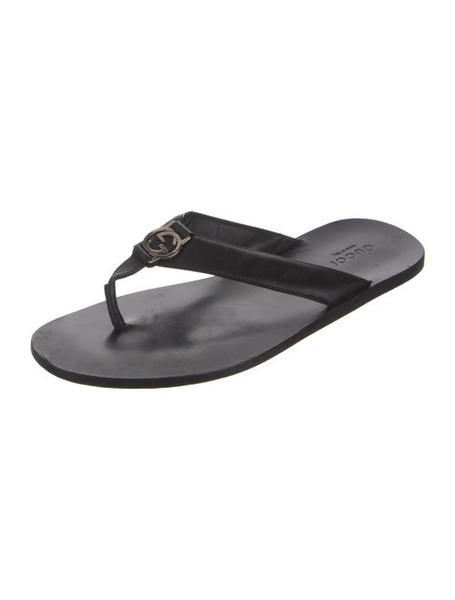 Gucci Interlocking G Logo Leather Flip Flops