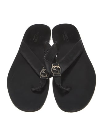 Gucci Interlocking G Logo Leather Flip Flops