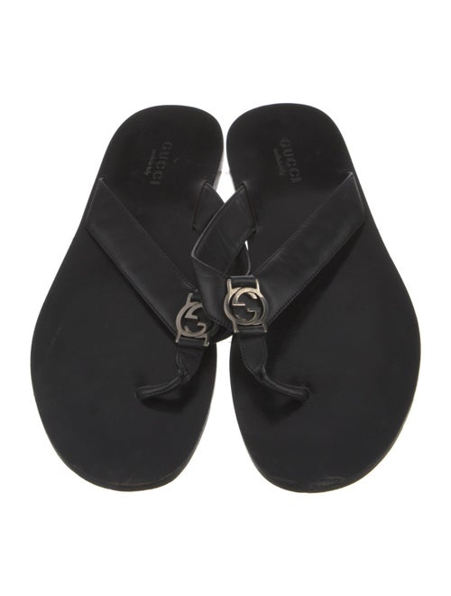 Gucci Interlocking G Logo Leather Flip Flops