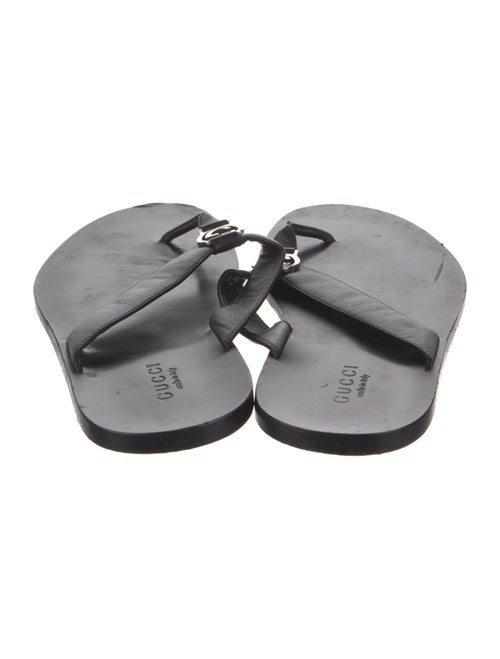 Gucci Interlocking G Logo Leather Flip Flops