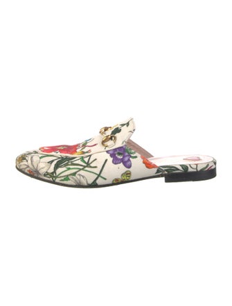 Gucci Flora Print Canvas Mules
