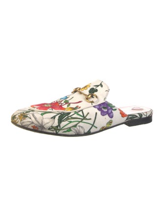 Gucci Flora Print Canvas Mules
