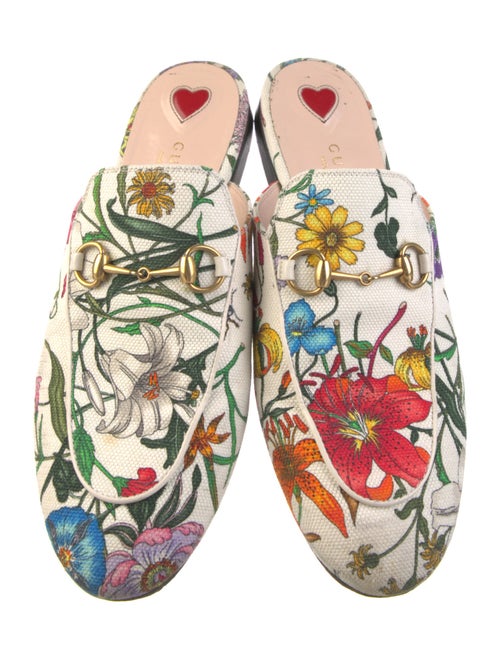 Gucci Flora Print Canvas Mules