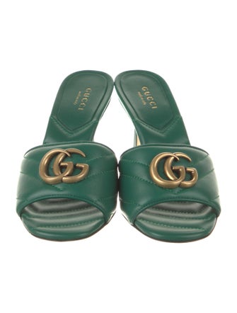 Gucci Double G Logo Leather Slides