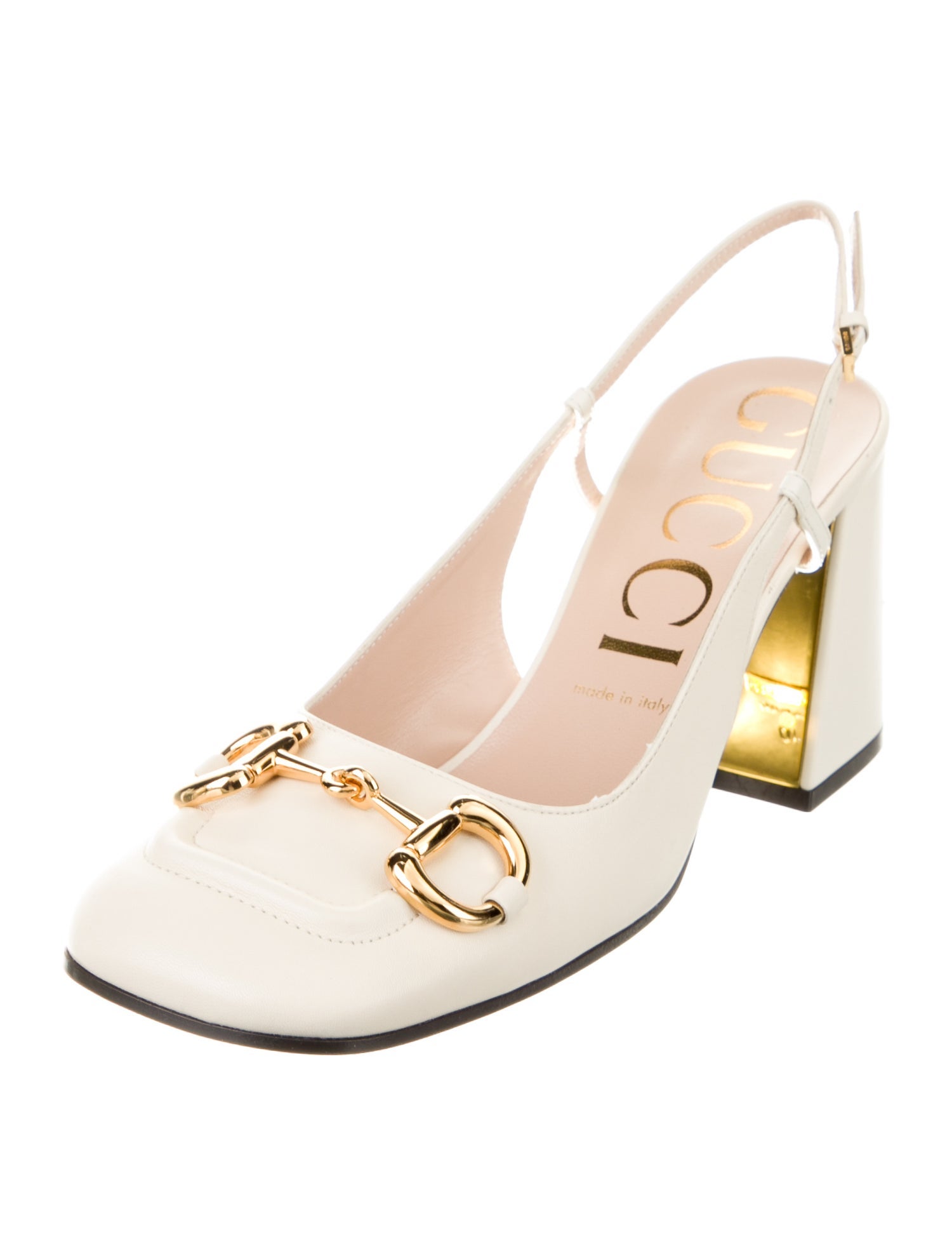 Gucci 1955 Horsebit Accent Leather Slingback Pumps