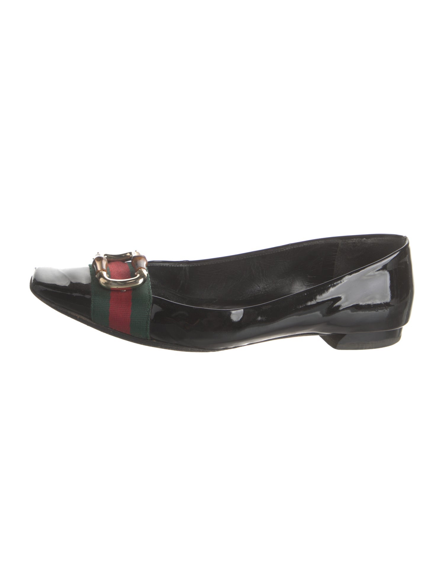 Gucci Web Accent Patent Leather Ballet Flats