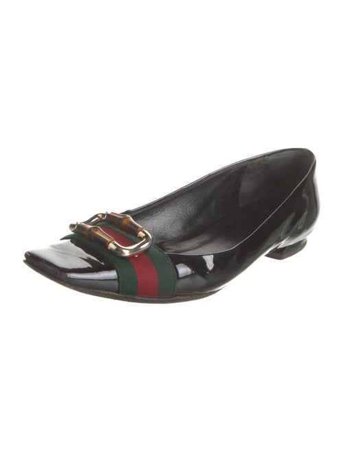 Gucci Web Accent Patent Leather Ballet Flats