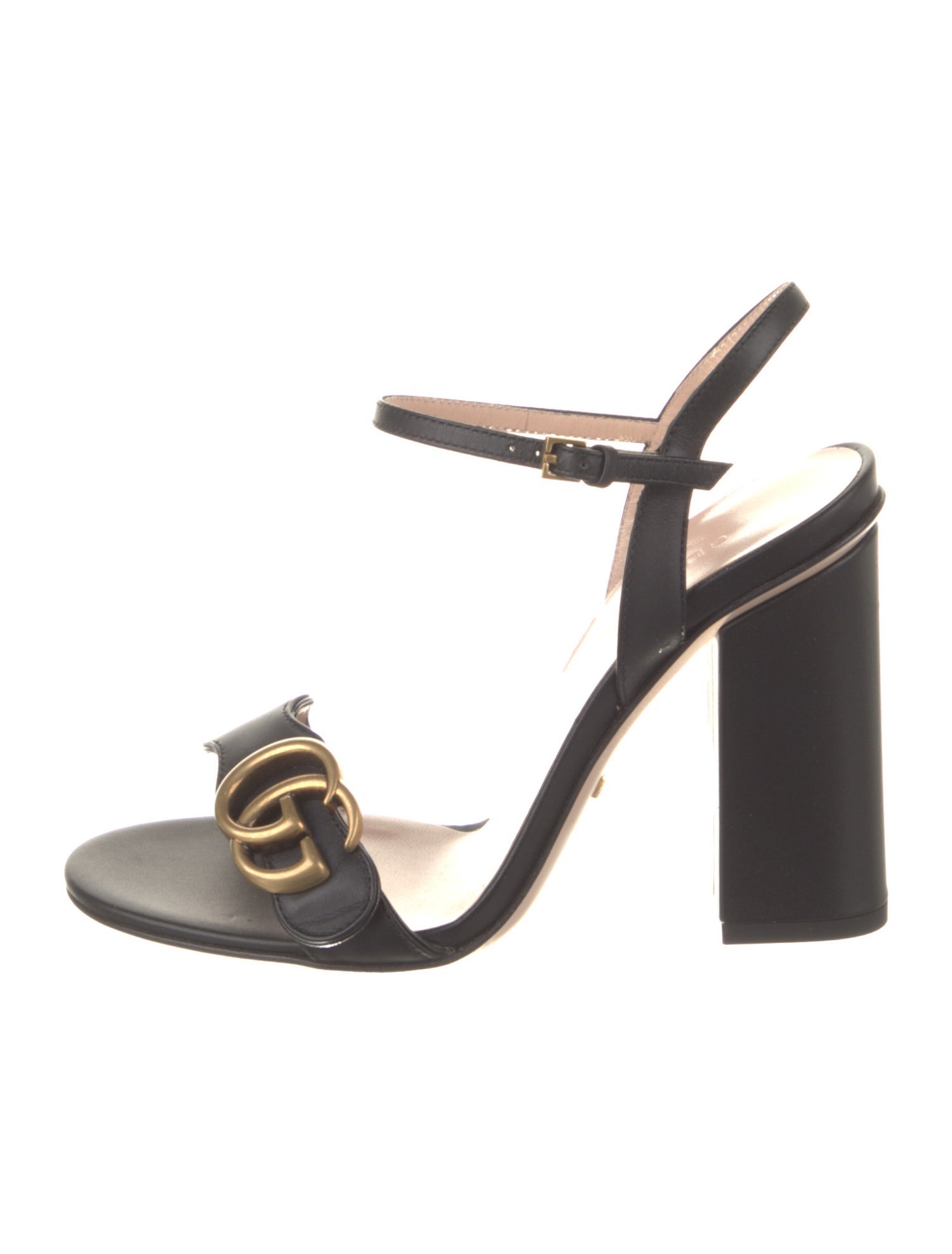 Gucci Double G Logo Leather Slingback Sandals
