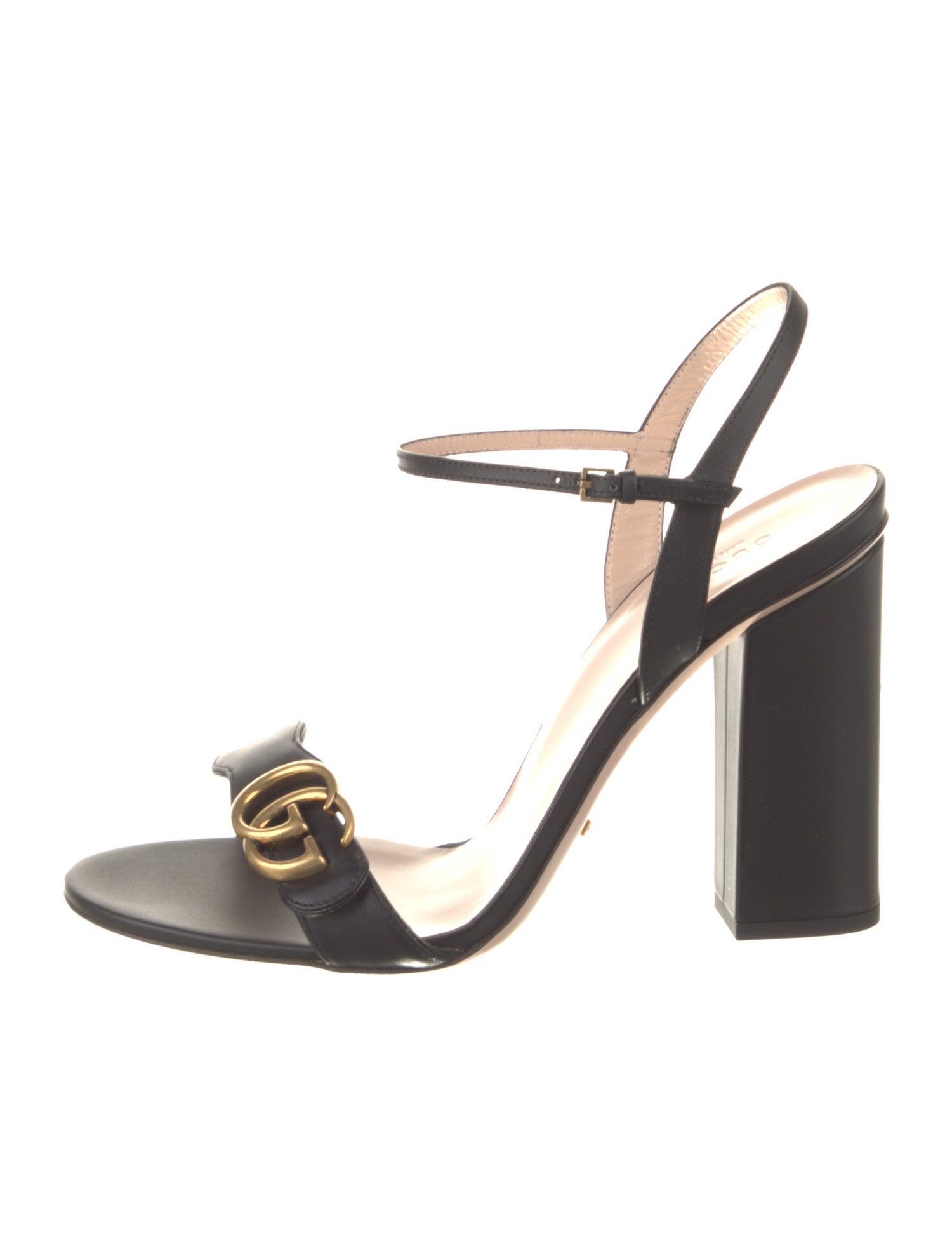 Gucci Double G Logo Leather Slingback Sandals