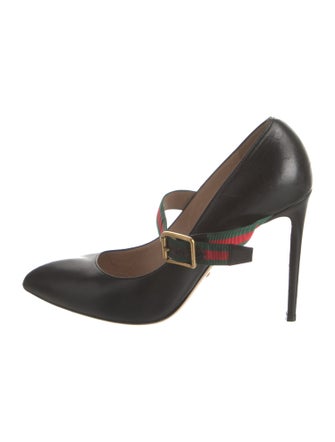 Gucci Web Accent Leather Pumps