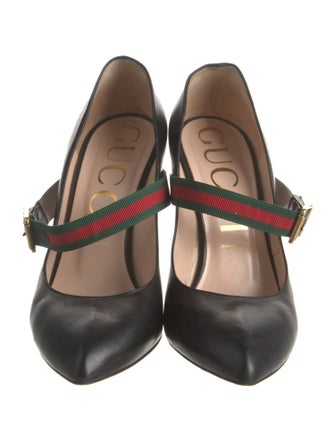 Gucci Web Accent Leather Pumps