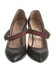 Gucci Web Accent Leather Pumps