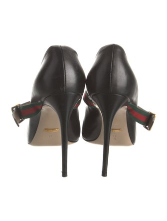 Gucci Web Accent Leather Pumps