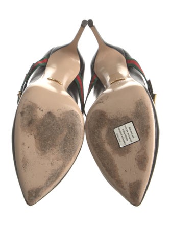 Gucci Web Accent Leather Pumps