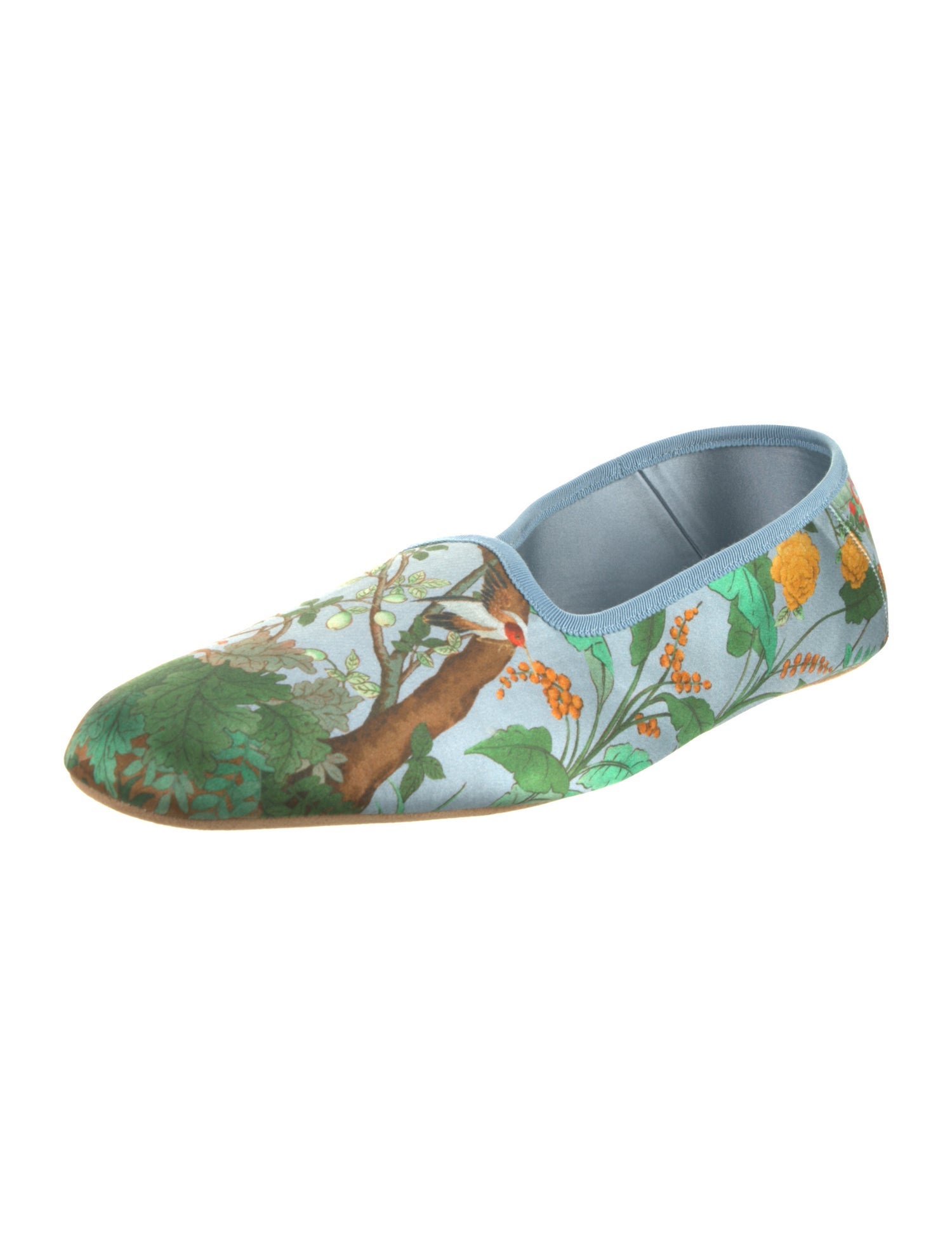 Gucci Tian Print Satin Slippers