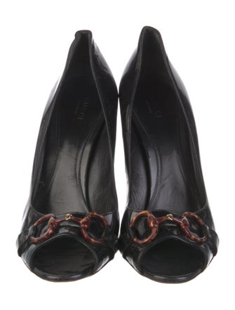 Gucci Horsebit Accent Patent Leather Pumps