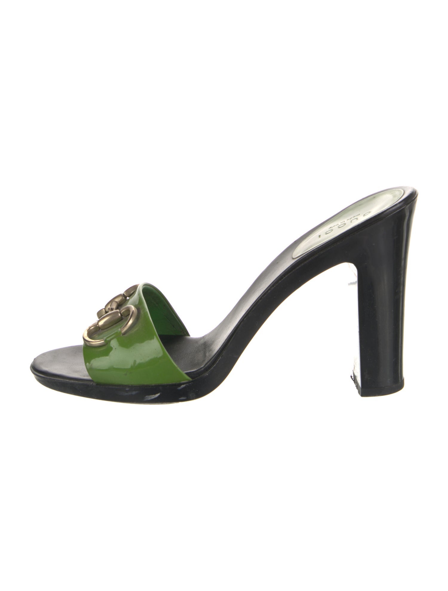 Gucci Horsebit Accent Patent Leather Slides