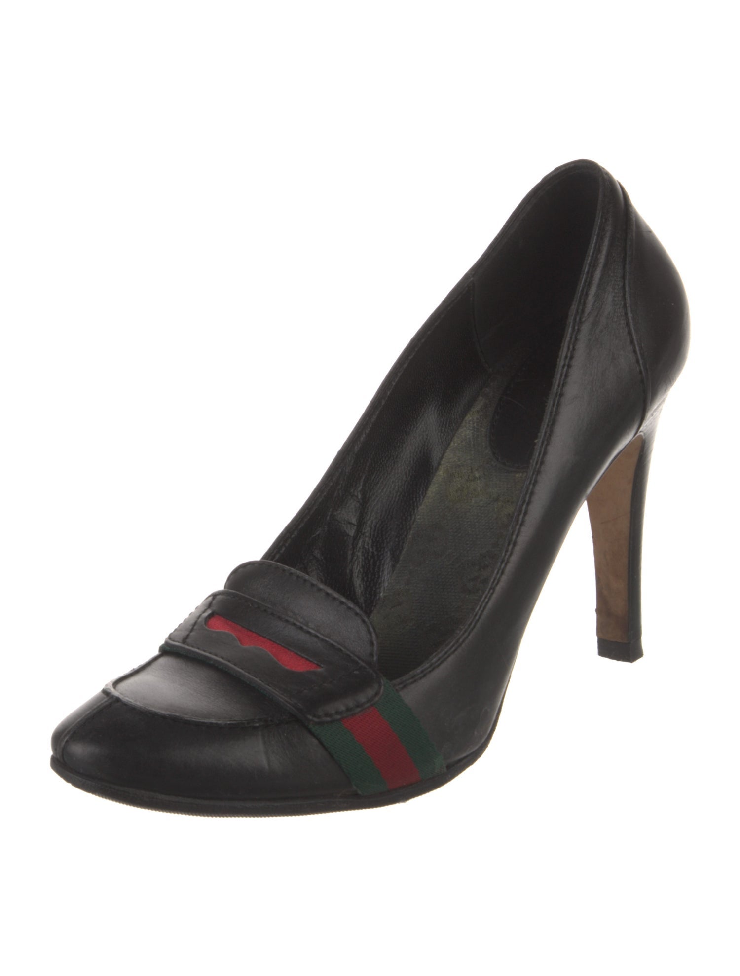 Gucci GG Canvas Leather Pumps