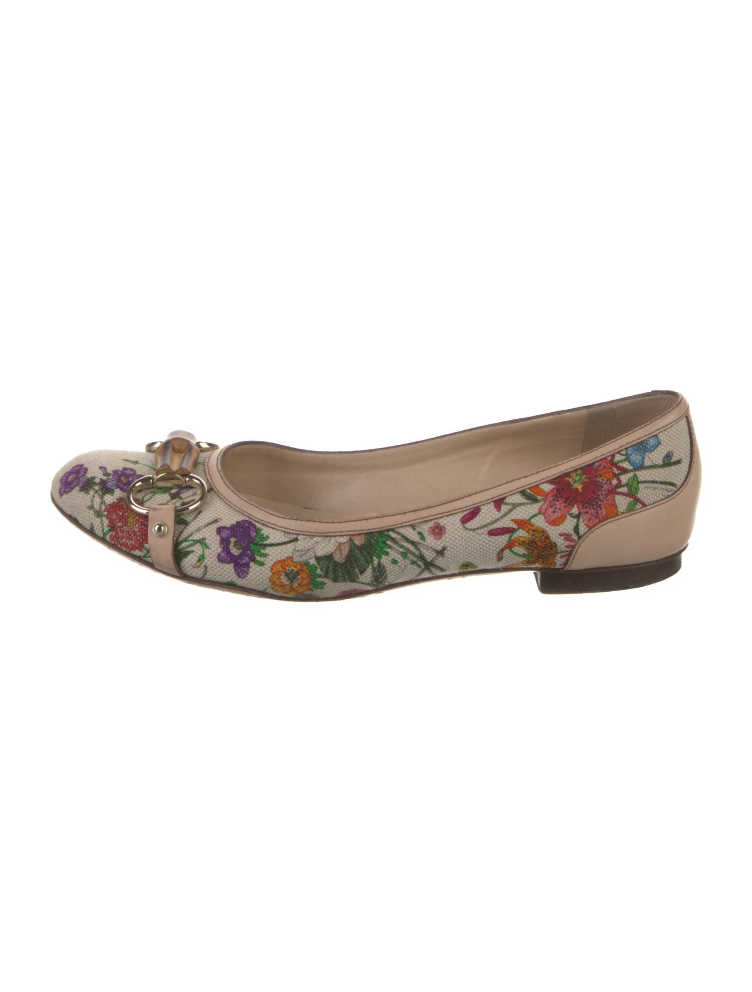 Gucci Flora Print Canvas Flats