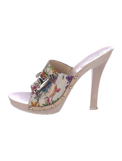 Gucci Horsebit Accent Canvas Slides